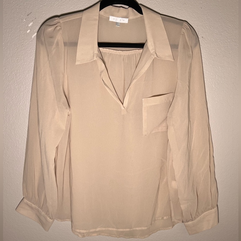 Glam Long Sleeve See Through Long Sleeve Blouse